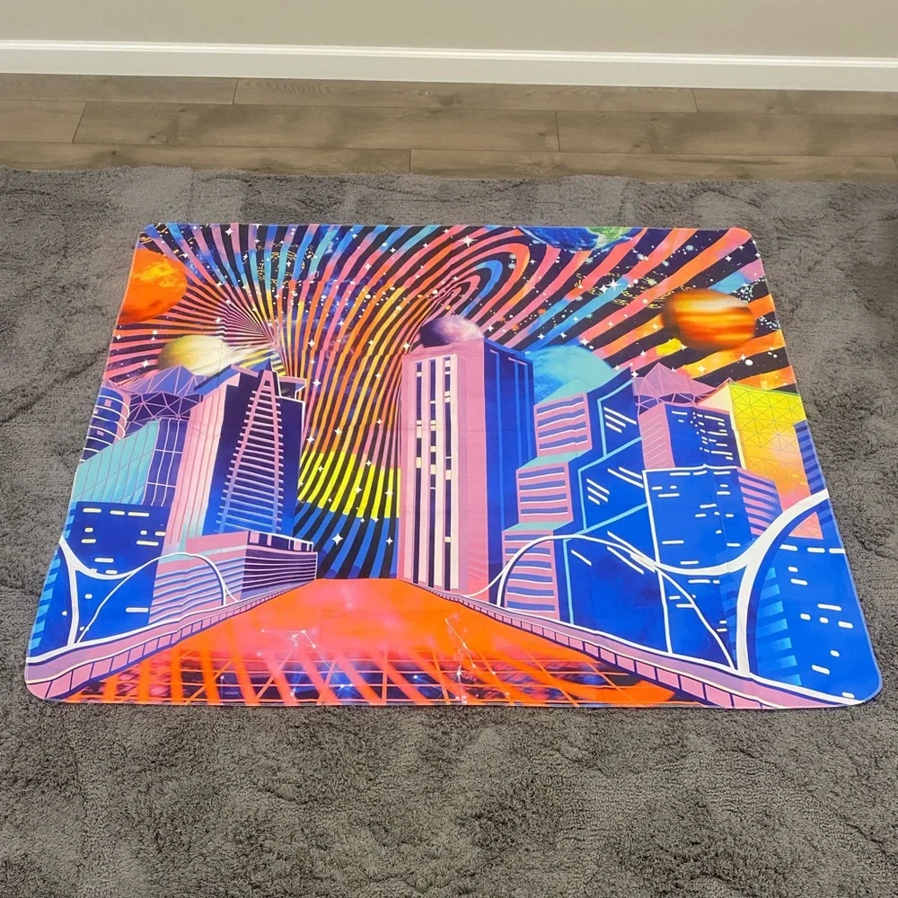 Vibrant Cityscape Tapestry in Multicolor